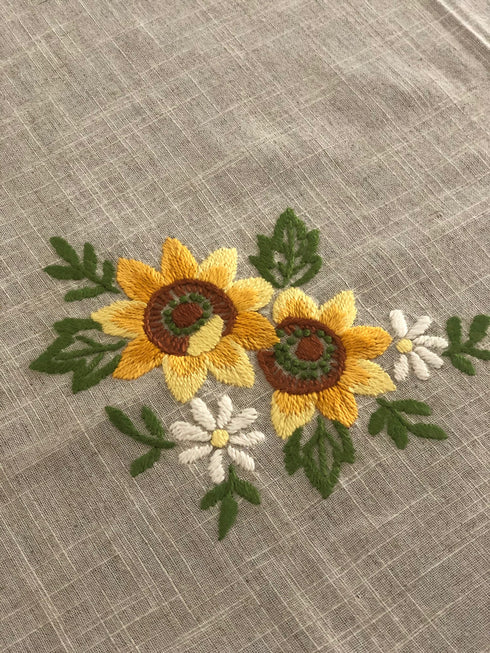 Tablecloth sunflower hand sewn